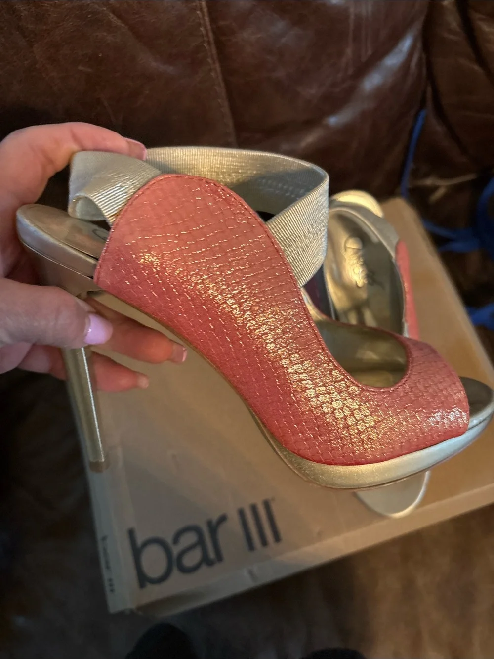 Carlos by Carlos Santana Coral Pink Peep-Toe Slingback Heels